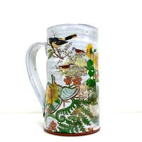 Tall Bird and flowers mug