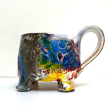 Footed rainbow mug