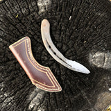 Horseshoe knife with handmade leather sheath