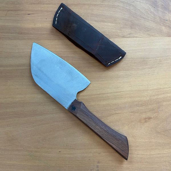 Handmade knife with handmade leather cover